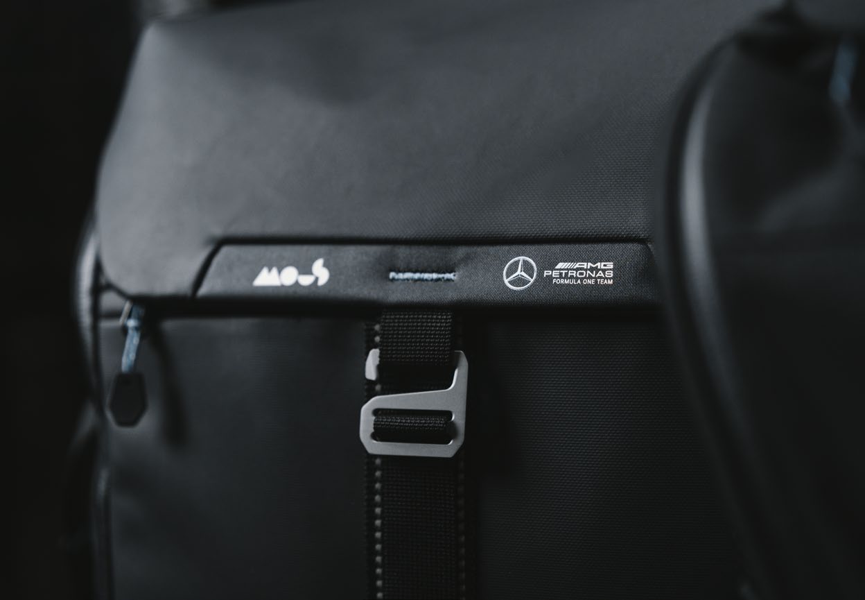 Team bag hardware detail with Mercedes-AMG Petronas branding