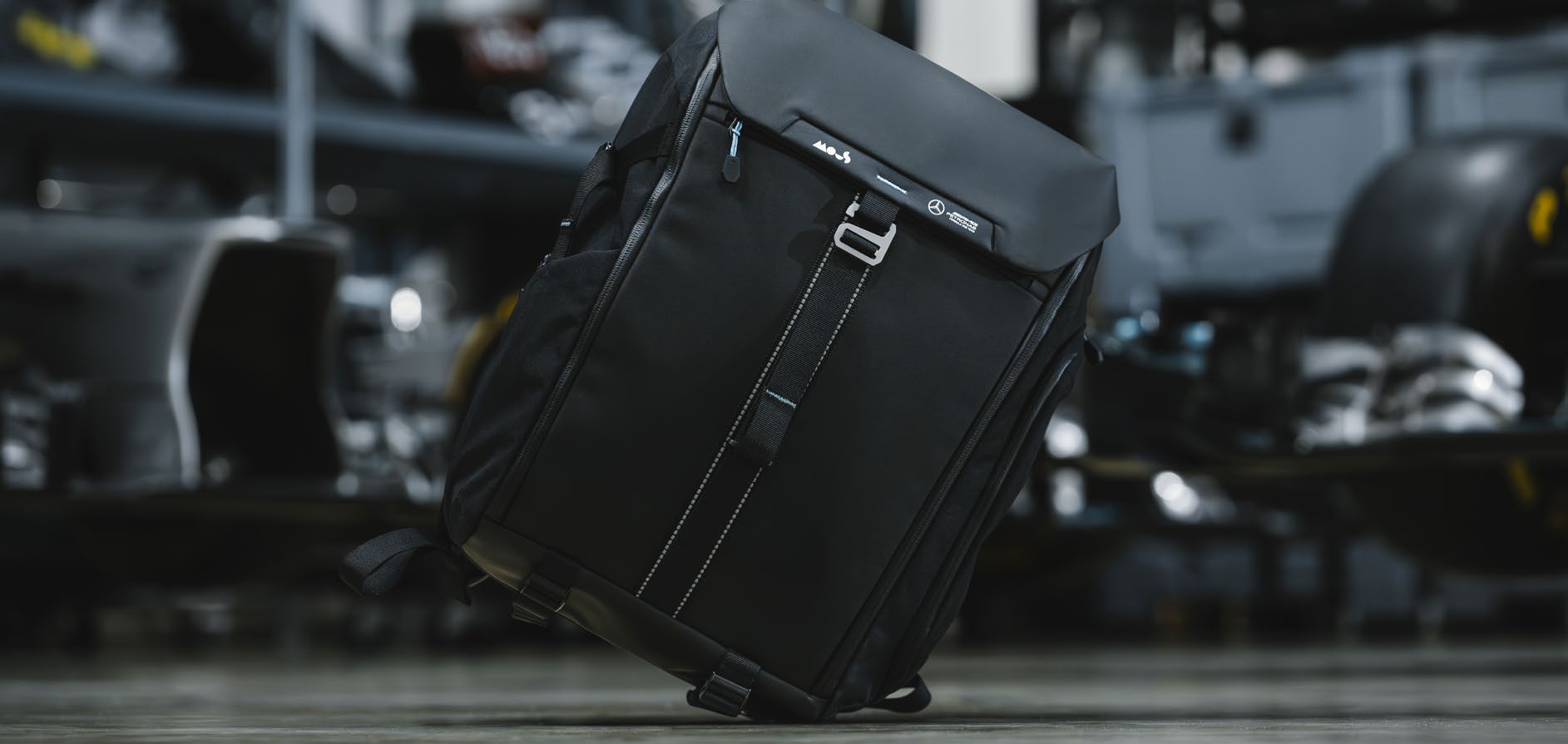 Mercedes-AMG Petronas F1 team bag in the paddock